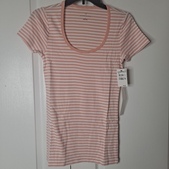 NWT Caslon Pink Striped T-shirt Size Medium - Picture 2 of 9